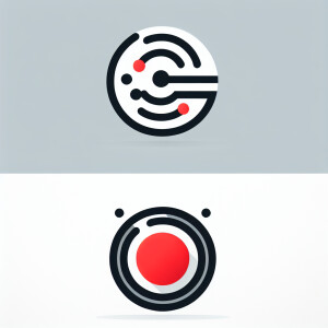 2. "Generate a simple graphic with a bright red dot enclosed by...