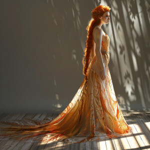 Photo realistic image. High resolution. Pretty light ginger hair...