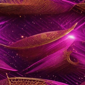 In the center of a swirling cosmic tempest, a magenta-hued mytho...