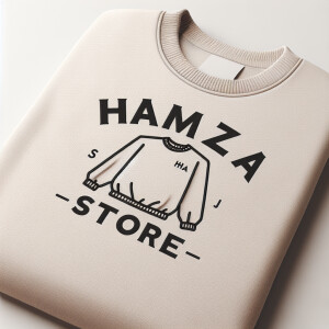 Create a realistic logo with the text "HAMZA STORE" and a pictur...