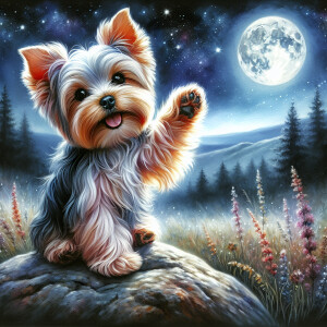 a captivating hyperrealism watercolor oil painting. A cute happy...