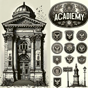 Create a drawing or comic book style image showing the entrance...