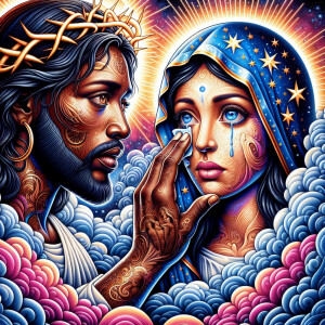 Ensure that the image distinctly represents both Jesus Christ an...
