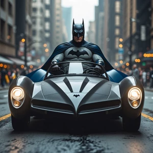 Batman driving the Batmobile