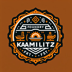 black and orange logo, brand “KamLitKZ”, foundry plant, Kazakhst...