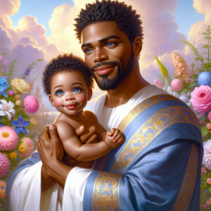 Generate an image of a very handsome, light-skinned African-Amer...