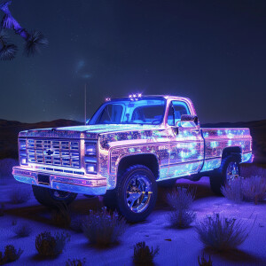 1983 C10 truck  with UV-reflective iridescence, evoking a sense...