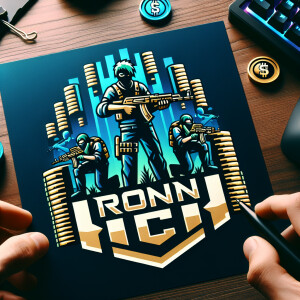 Нарисуй логотип с деньгами и игрой в PUBG с надписью RONIN UC