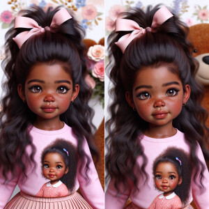 Refine the 3D realistic image of a four-year-old African-America...