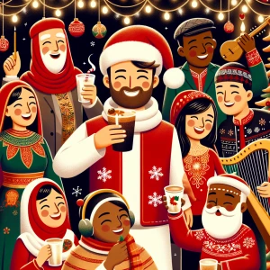 Multicultural Christmas image. Representative of cultures around...