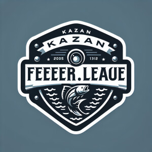 Logo for "Kazan feeder league" with fish and fishing
