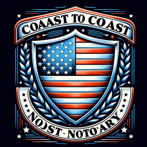 Create a digital image of a shield, the shield has an American f...