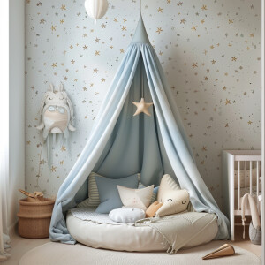 Детские обои в стиле минимализм в пастельных тонах