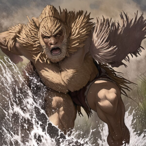 Ultra realistic, African warrior action shot