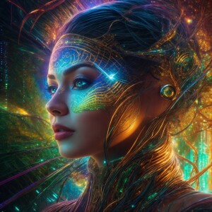 A luminescent Venusian visionary, every detail exudes technologi...