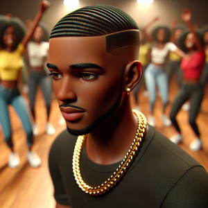 3D image of a Handsome LIGHT SKIN African American young DJ. He...