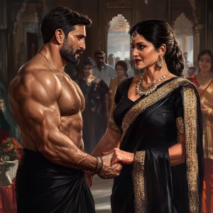 realism fantasy photo , a muscular, sweaty criminal man  greetin...