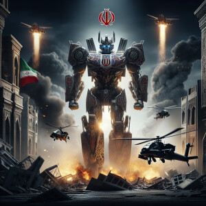 Iran as a transformer character, Persian King armor, national em...