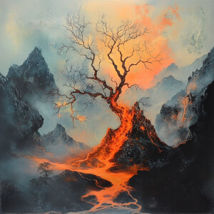 (by Ellen Jewett:1.5), (Fiery orange Bioluminescent Impressionis...