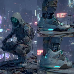 'The Signal Hacker' — a cyberpunk rebel in a hooded nano-fiber j...