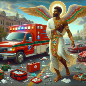 Create a realistic 3D oil painting depicting a scene of emergenc...
