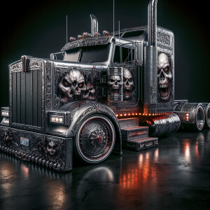 Lowrider kenworth diesel  truck,with horror core,8k resolution,...