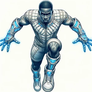 A frontal T pose full body concept illustration of A powerful bl...