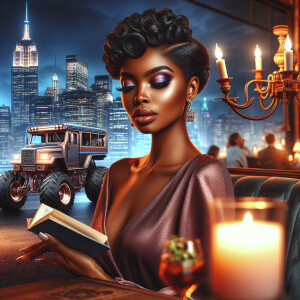 A stunning African American woman with caramel skin, flawless ma...