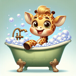 Character design A cute small Boy-giraffe Hybrid smiling taking...