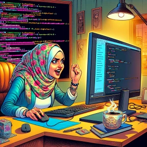 a programmer with one PC. Colorfully.