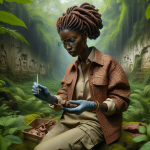 A Hyperrealistic vibrant illustration of  African woman wearing...