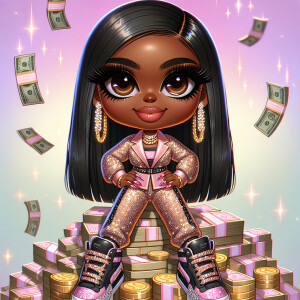 Create a high-gloss chibi-style digital illustration of an excit...