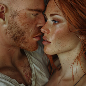 Photorealistic image. High resolution. Light ginger haired femal...