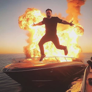 Elon Musk..Jumping off a yacht that's exploding, in GTA San Andr...