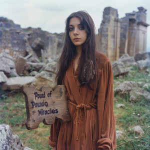 A faded color film photograph from 1972 of a beautiful 23-year-o...