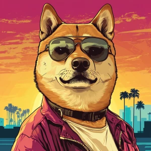 MEME DOGE in GTA art style — Say hello — in the style of a Grand...