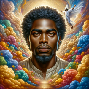 Produce a realistic image of an African-American Jesus in the fo...