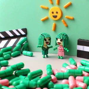 Use green capsules and pink capsules to reproduce a stop motion...