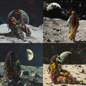 Dreadlock Rasta on the moon