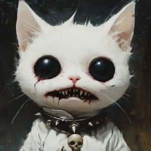 a close up gritty horror-themed dark fantasy painting of a white...