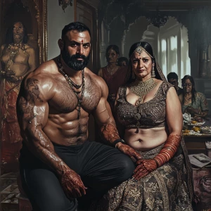 Digital art 1:1, a muscular sweaty man with a well-built physiqu...