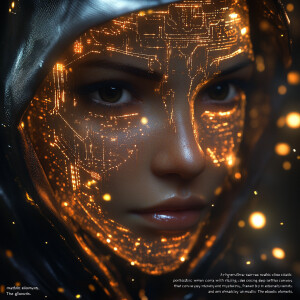 "A hyper-ultra-realistic close-up portrait of a futuristic woman...