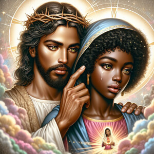 Ensure that the image distinctly represents both Jesus Christ an...