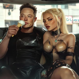 Elon Musk,Eating ice-cream with woman., GTA style