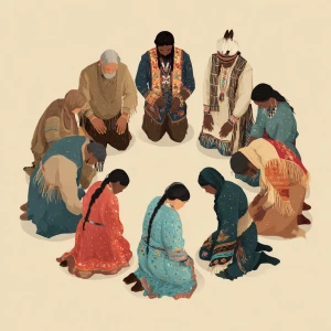 Christians, Muslims, Jews, and Native Americans praying together...