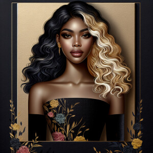 Create a vertical 3-D portrait of a light-skinned African-Americ...