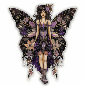 Mystical Nightshade Fairy: A fairy with wings patterned like nig...