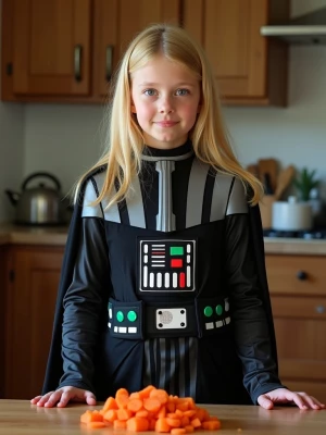 A realistic medium-quality photo of a young blonde hear posing,...