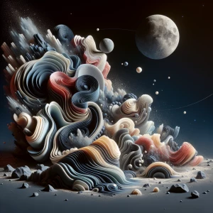 On the moon, Io dusty, frozen lakes, oozing over the landscape