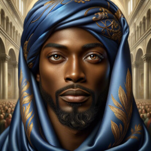 A hyper-realistic image of an African-American Jesus Christ, ser...